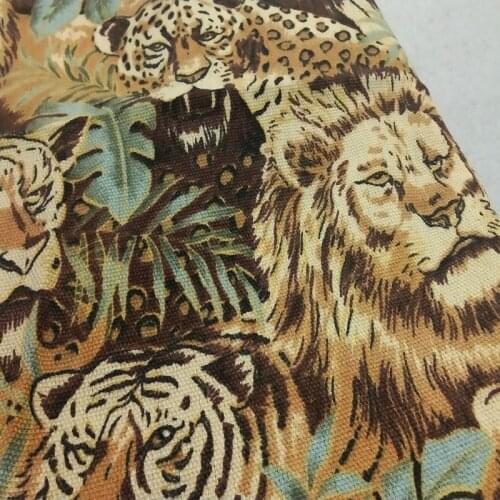 100% Cotton viaPhil Brand 50x70cm Forest King Lions Printed Cotton Canvas Fabric Animal Fabric Patchwork Cloth Dress Home Decor