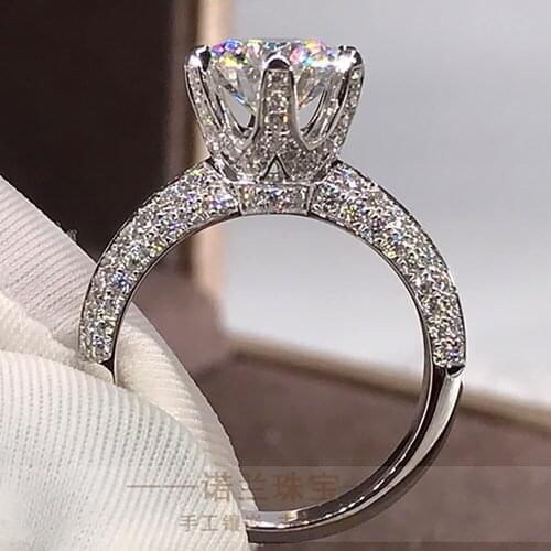 14K Au585 White Gold Women Ring Moissanite Diamonds 1 2 3 4 5 Carat Round Wedding Party Engagement Anniversary Ring Trendy