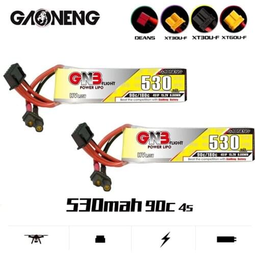 2/4PCS Max 180C GNB 530mAh 4S 15.2V HV Lipo Battery T/XT30U-F/XT60U-F Plug For Beta85X Whoop Quadcopter FPV Racing Drone Parts