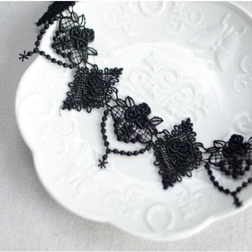 2 Meters/lot Width 4.8cm Black Water Soluble Lace Applique Ribbon Lolita Clothing DIY Clothing Garment Accessories
