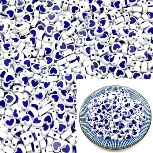 50pcs 8x5mm Love Acrylic Bead Loose Spacer Beads For Jewelry Making DIY Bracelet Accessories #A46a-02