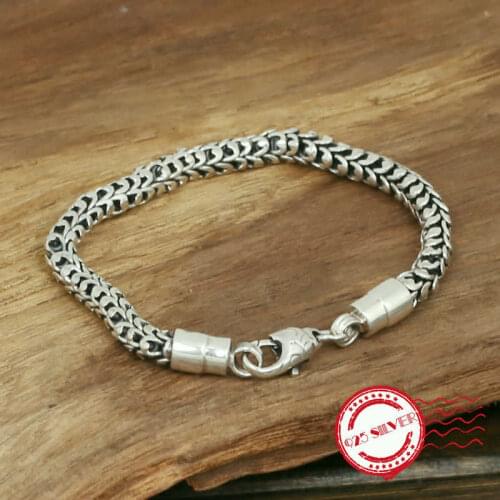 S925 sterling silver mens bracelet personality fashion classic jewelry retro weaving dragon scales modeling 2018 new gift