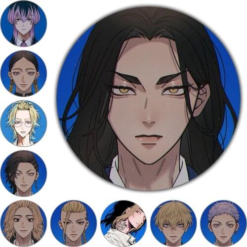 Black Tokyo Revengers 58mm Anime Badge Brooch Pin Cosplay Badge Clothes Accessories Backpack Decoration Gift Anime Figures Toys