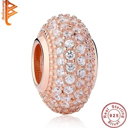 Rose Gold Color Crystal Beads fit pandora BW Bracelet Necklace Charms Fashion Women Jewelry DIY Beads For Jewelry Making