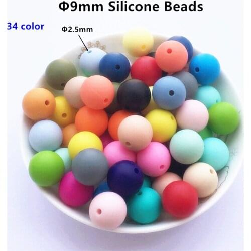 Chenkai 50pcs BPA Free Round 9mm Silicone Pacifier Teether Beads DIY Baby Dummy Shower Dummy Clips Jewelry Toy Accessories