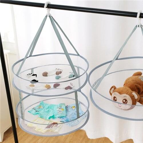Clothes Drying Net Double Layer Clothes Hanging Net Clothes Drying Basket Foldable Drying Rack