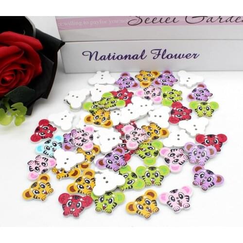 50pcs tiger Wood Buttons for Sewing Scrapbooking Clothing Headwear Handmade Crafts Home Decor Accessories