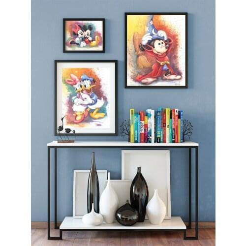Disney Cartoon Mickey Mouse and Donald Duck Canvas Painting Posters and Prints for Children Room Wall Gift Decoration Cusdros
