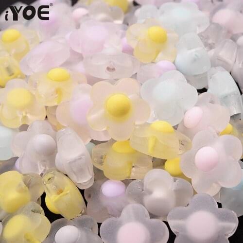 IYOE 10/20/50pcs 17mm Matte Cute Flower Beads Spacer Acrylic Jewelry Beads For DIY Bracelet Charms Earring Handmade Crafts