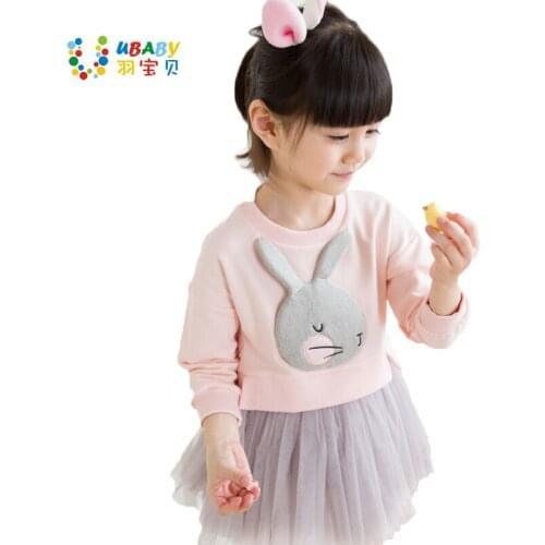 3D Rabbit Child Baby Cotton Top + Tutu Dress 2pcs Sets Autumn Winter Baby Girl Kids Lovely Korean Long Sleeve Pink/Red Clothes