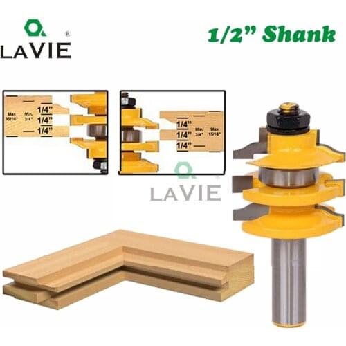 LAVIE 12mm 1pc 1/2" Shank Rail & Stile Ogee Router Bit Stacked Cutting Tenon Milling Cutter for Wood Tools Woodworking MC03108