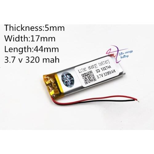 3.7 V lithium polymer battery 320mah 501744 Liter energy battery the electronic dog vehicle traveling data recorder