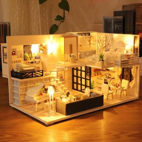Diy Miniature Dollhouse With Furnitures Kits Diy Cottage House With Model Hand-made Led Doll Building House Light Children N3G5