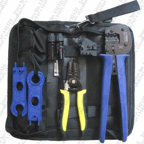 Multifunctional solar tool kits crimping tool set with cable stripping tool wire cutter solar connector and spanner