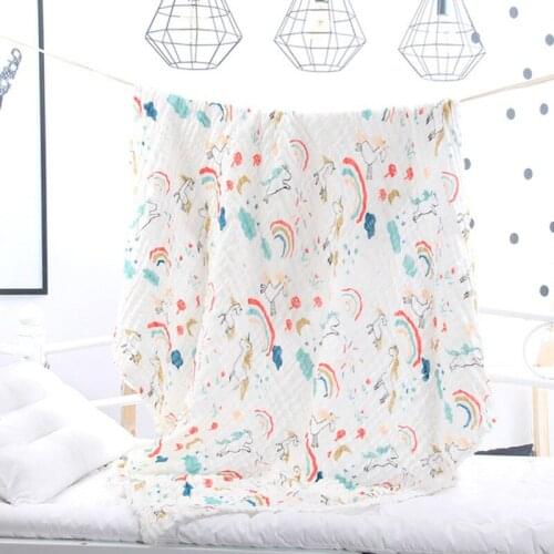Six Layer Baby Muslin Blankets Swaddling 110*110cm Cotton Babies Character Floral Printed Bath Towel