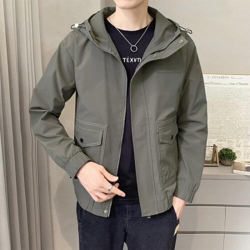 Mens Casual Jacket New Autumn Youth Trendy Loose All-Matching and Handsome Jacket Hooded Work Clothes Top coat men