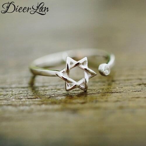 New Arrivals 925 Sterling Silver David Star Rings for Women Adjustable Size Ring Fashion sterling-silver-jewelry