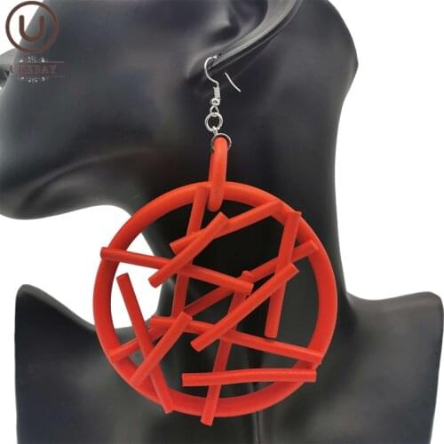 UKEBAY New Gothic Big Earrings Round Jewelry For Female Drop Earrings Ear Statement Accessories Handmade Rubber Jewellery Gift