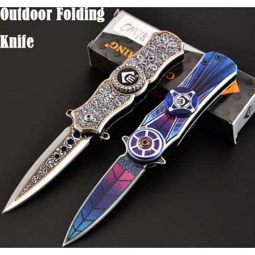 Outdoor Survival Pocket Knife Fingertip Gyro Folding Knife Field Practical Rescue Knife Home Travel Folding Knife
