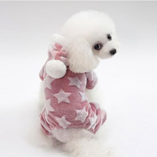 Pet Dog Clothes Pajamas Jumpsuit Winter Warm Pet Clothes Soft Fleece Coat for Puppy Cat Pajamas Hooded Costume Pets Clothing