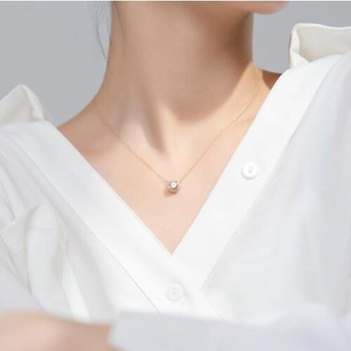 Necklace 925 Sterling Silver Pendants Necklaces Chain with Cubic Zirconia