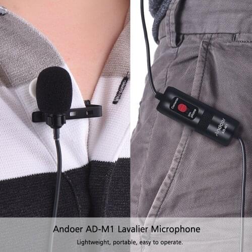 Andoer Lavalier Microphone for DSLR Camera Camcorder Audio Recorder Omni-directional Condenser Microphone with Foam Windscreen