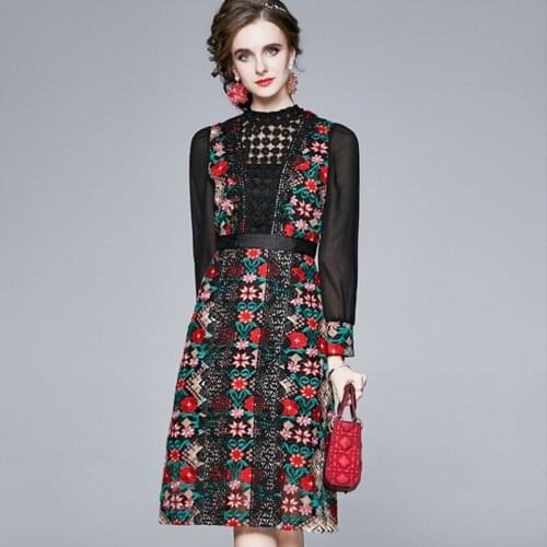 ZAWFL 2021 Fashion Designer Dress Summer Women Dress O-Neck Mesh Patchwork Floral print Vintage Mini Dress