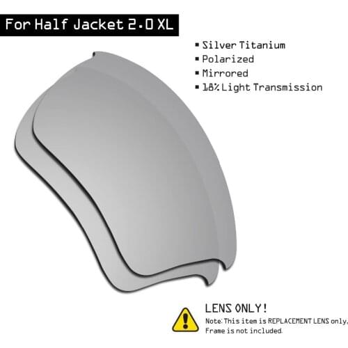 SmartVLT Polarized Sunglasses Replacement Lenses for Oakley Half Jacket 2.0 XL - Silver Titanium