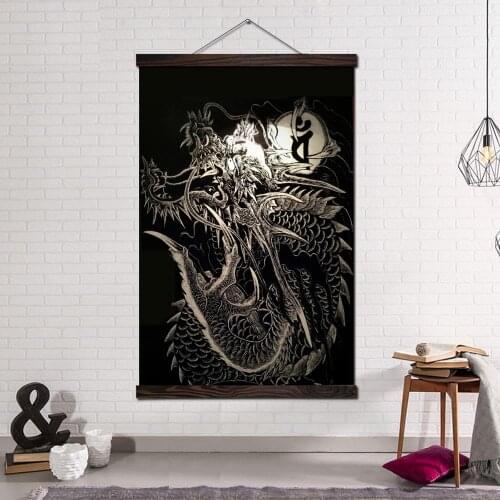 Modern Wall Art Print Art Picture And Poster Scroll Canvas Painting Picture Home Decoration Black and White Traditional Dragon