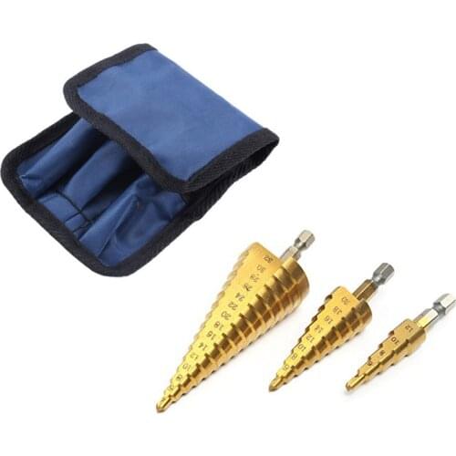 3pcs HSS Titanium Drill Bit 4-12 4-20 4-32 Metal High Speed Steel Wood Hole Cutter Cone Drill Drilling Power Tools