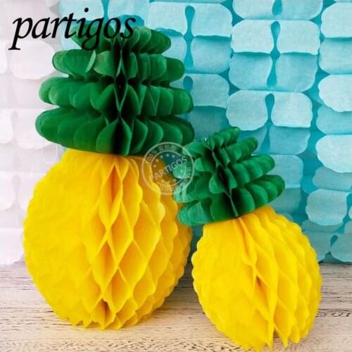 Tropical Pineapple Paper Honeycomb Ball Lantern Hawaii Party Decor DIY party Supplies paper flower lantern pineapple cake topper