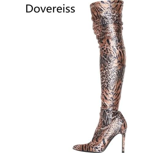 Dovereiss Fashion Womens Shoes Winter Pointed Toe Stilettos Heels sexy new Over the knee boots Concise Mature 33-48