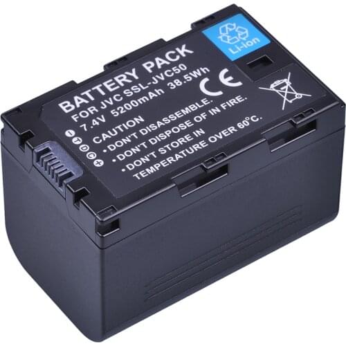 1Pc 7.4V 5200mAh SSL-JVC50 JVC50 Battery for JVC GY-HMQ10, GY-LS300, GY-HM200,GY-HM600, GY-HM600EC, GY-HM650 GY-HM250 Video Cam