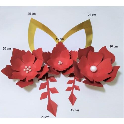 2019 Red DIY Cardstock Paper Flowers Artificial Flower 3PCS For Birthday Backdrop Decorations Special Party Deco
