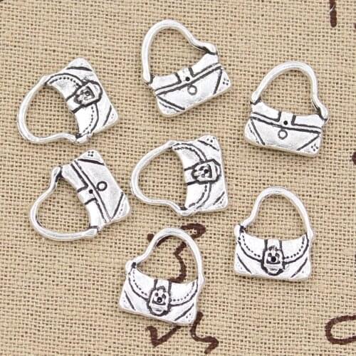 30pcs Charms Handbag Purse 15x12mm Antique Silver Color Plated Pendants Making DIY Handmade Tibetan Silver Color Jewelry