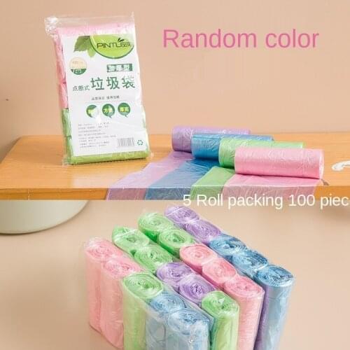 5 Rolls 1 pack 100Pcs Household Disposable Trash Pouch Kitchen Storage Garbage Bags Cleaning Waste Bag Plastic Bag