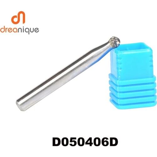 5pcs/lot D050406 tungsten carbide D ball head 5*4mm rotary burr file cutter grinding and abrasive tools 6mm shank milling cutter