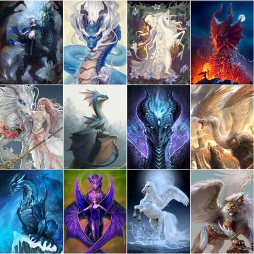 Dragon Beast Diamond Embroidery Ancient Mythology Jewel Cross Stitch Wall Decor Paint Diy Crafts for Adults Mosaic Art Diamond