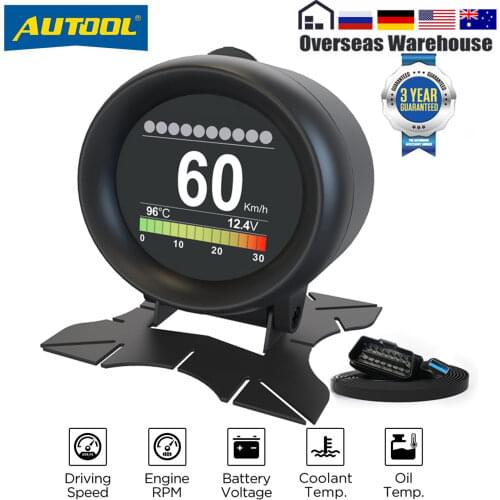 AUTOOL X60 Speedmeter Car OBD2 HUD Head Up Display OBD Alarm Speed Water Oil Temperature Gauge Tachometer Digital Mileage Meter