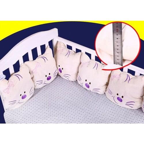 Cute Cat Baby Bed Bumper Soft Plush Infant Baby Bed Around Protection Bumper Backrest Cushion Crib Bumper For Boys Girls
