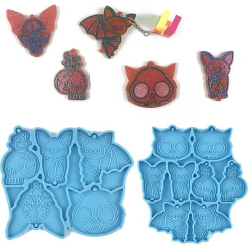 Bat Series Keychain Epoxy Resin Mold Jewelry Pendant Silicone Mould DIY Crafts Decorations Casting Tool