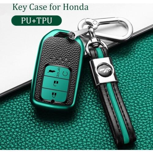 Key Case Cover for Honda HRV CRV Vezel Spirior Odyssey Civic Fit Jade BRV Car Remote Keychain Bag TPU PU Protection