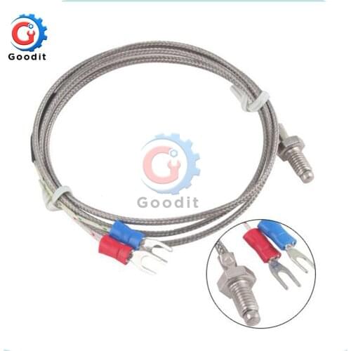 1M 3.3ft K Type Thermocouple Control Temperature Sensor 0-800C 6mm Thread Thermometer Temperature Probe Cable Controller