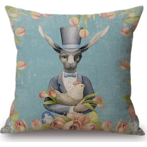 Autumn Forest Animal Racoon Fox Rabit Home Decorative Sofa Throw Pillows Linen 45x45cm Square Car Pillow Chair Cushion Cover