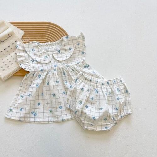 Ins Hot Sale Kids Girls Fly Sleeve Top +PP Pants