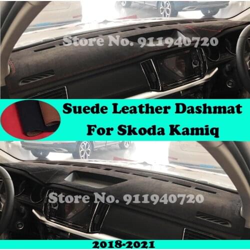 For Skoda Kamiq 2018 2019 2020 2021 Suede Leather Dashmat Dashboard Cover Pad Dash Mat Carpet Car-Styling Accessories LHD RHD