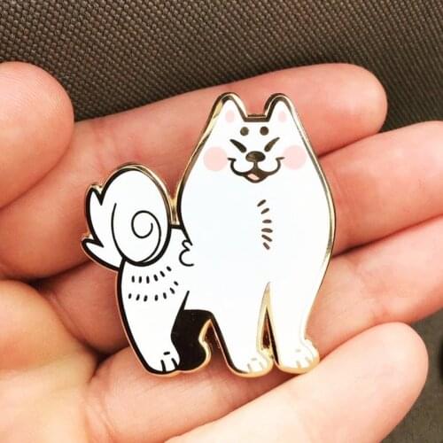 Cartoons Samoyed DOG Smart Pupper Enamel Brooch Pin Backpack Hat Bag Collar Lapel Pins Badges Women Mens Fashion Jewelry Gifts