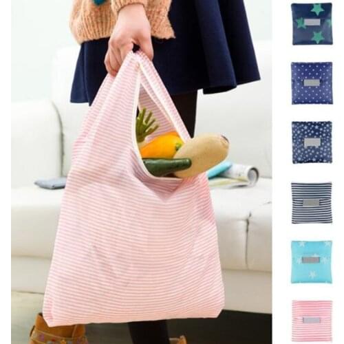 Hot Waterproof Storage bag Handbag 5-Star Dot Foldable Shopping Bags Reusable Folding Grocery 210D Oxford Cloth Eco Tote Bag
