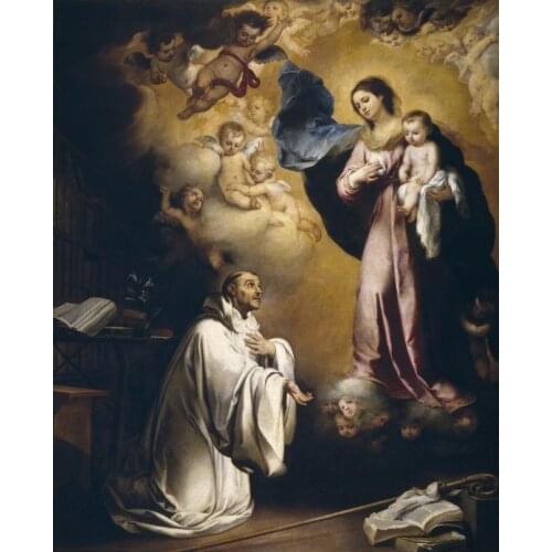 GOOD quality-TOP Religious art -Murillo, Bartolome Esteban - The Virgin Appears to Saint Bernard, oil painting