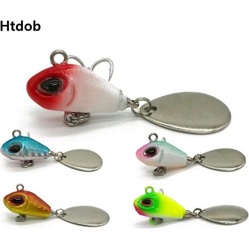 Htdob 5Pcs 6g Metal VIB Fishing Lure Spinner Sinking Rotating Spoon Pin Crankbait Sequins Baits Fishing Tackle